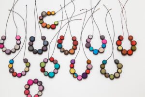 JoiRae Textiles' Itajime Felt Bead Necklaces